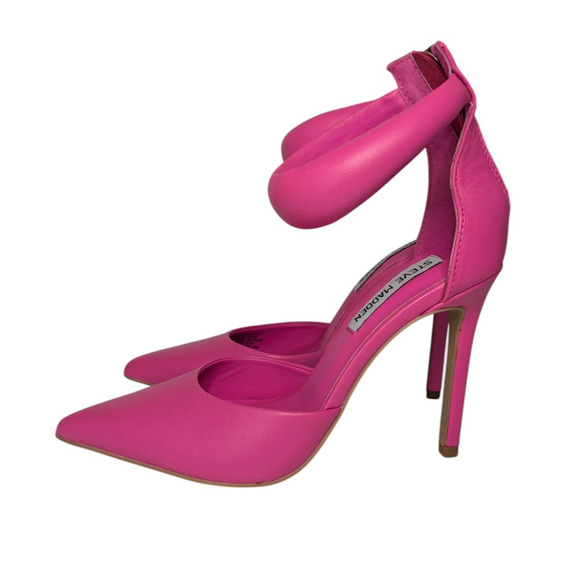 Steve Madden Ele Puff Ankle Strap Barbie Pink Bubblegum Heels New Size 6 Pointed - Picture 5 of 11